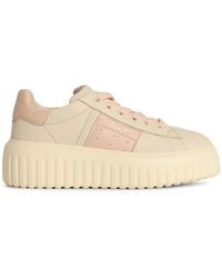 Hogan - 'H Stripes' Ivory Leather Sneakers - Lyst