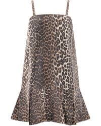 Ganni - Dress With Animal Pattern - Lyst