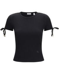 Burberry - Cotton Lace-Detail T-Shirt - Lyst