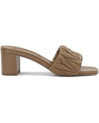 Miu Miu - Matelassé Leather Heeled Sandals - Lyst