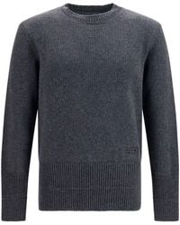 MM6 by Maison Margiela - Wool Crewneck Sweater Dark Melange - Lyst