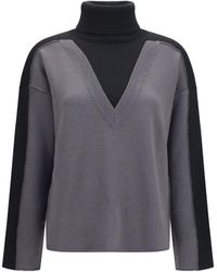 MM6 by Maison Margiela - Two-Tone High-Neck Sweater-Dark - Lyst