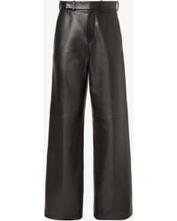 Fendi - Wide Fit Leather Pants - Lyst