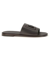 Dolce & Gabbana - Dolce & Gabbana Embossed Logo Sandals Dark - Lyst
