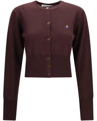 Vivienne Westwood - Bea Cropped Wool Cardigan Dark Mahogany - Lyst