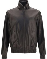 Valentino - Leather Zip Jacket Nero - Lyst