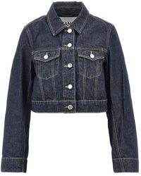 Ganni - Cropped Denim Jacket - Lyst