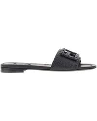 Fendi - 'Baguette' Grained Leather Slides - Lyst