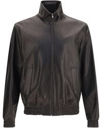 Valentino - Leather Zip Jacket Nero - Lyst