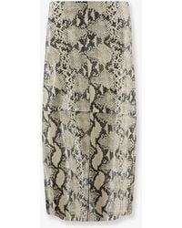 Alysi - Python-Print Leather Midi Skirt - Lyst