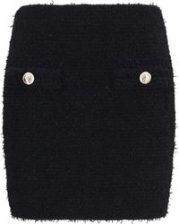 Balmain - Tweed Mini Skirt With Logo Buttons - Lyst