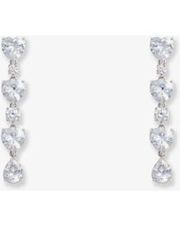 Self-Portrait - Self Portrait Crystal Heart Tiered Earrings - Lyst