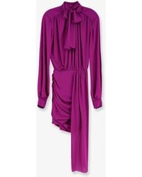 ACTUALEE - Satin Dress With Padded Shoulders - Lyst