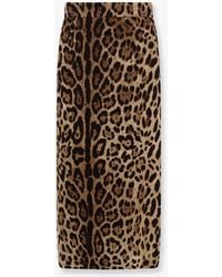 Dolce & Gabbana - Dolce & Gabbana Stretch Viscose Longuette Skirt With Animal Print - Lyst