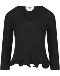 Fendi - V-Neck T-Shirt - Lyst