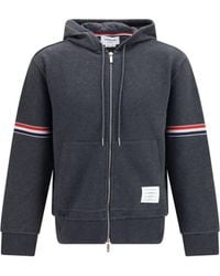 Thom Browne - Classic Loopback 4-Bar Zip-Up Hoodie Charcoal - Lyst