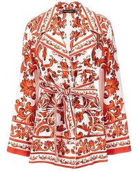 Dolce & Gabbana - Maiolica Print Silk Vanity Shirt - Lyst