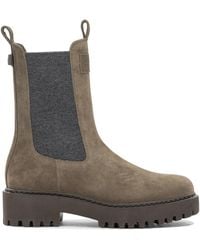 Brunello Cucinelli - Suede Pull-On Ankle Boots - Lyst