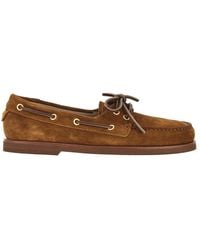 Gianvito Rossi - 'Vandée' Suede Boat Shoes 37 - Lyst