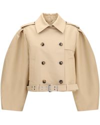 Ganni - Jacket Double-Breasted Belted - Lyst
