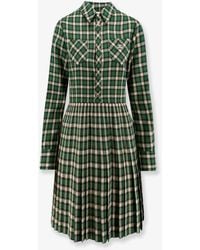 Celine - Tartan Wool Mini Dress - Lyst