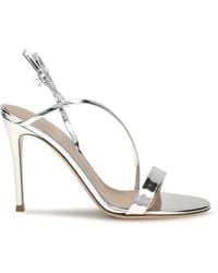 Gianvito Rossi - Manhattan Metallic-Effect Leather Sandals - Lyst