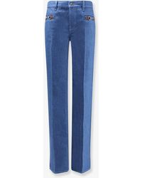 Gucci - Cotton Jeans With Iconic Frontal Horsebits - Lyst