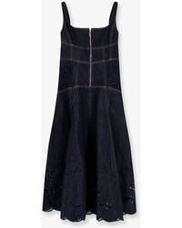 Self-Portrait - Dress Midi Denim - Lyst