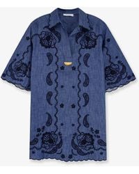 Zimmermann - Aster Denim Mini Dress - Lyst