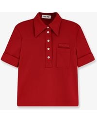 Miu Miu - Polo Shirt With Lettering Logo Patch - Lyst