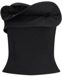 Magda Butrym - Wool And Silk Corset Top With Sculptural Neckline - Lyst