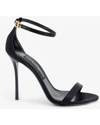 Dolce & Gabbana - Satin Sandals With Metal Dg Logo - Lyst