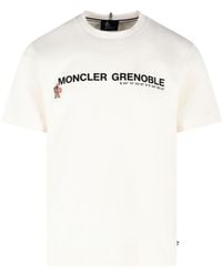 Moncler - Ivory Stretch Cotton T-Shirt - Lyst