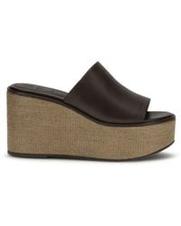 Brunello Cucinelli - Leather Wedge Sandals - Lyst