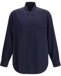 Giorgio Armani - Washed Silk Shirt With Band Collar - Lyst