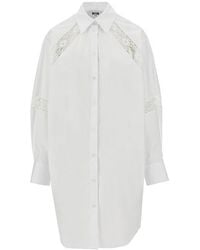 MSGM - Shirt Dress With Lace Inserts - Lyst