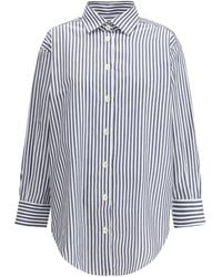 Deperlu - Oversized Cotton Shirt Riga Blu - Lyst