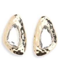 Self-Portrait - Golden Hammered Crystal Earrings - Lyst
