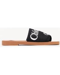 Chloé - Chloé Woody Slides Linen Leather - Lyst