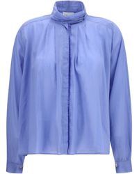 forte_forte - Pleated High-Neck Blouse Oxford - Lyst