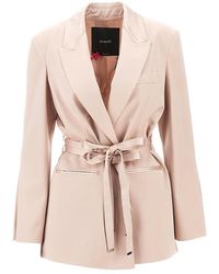 Pinko - Satin Jacket With Belt - Lyst