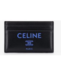 Celine - Leather Card Holder With Front Logo Print - Lyst