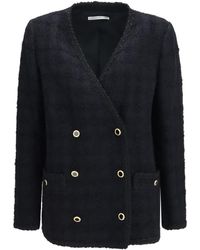 Alessandra Rich - Double-Breasted Checked Tweed Jacket - Lyst