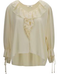 Chloé - Chloé Ruffled V-Neck Shirt - Lyst