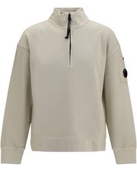 C.P. Company - Diagonal-Weave Cotton Fleece Sweatshirt Birch - Lyst