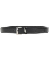 Saint Laurent - Leather Belt With Cassandre Detail - Lyst