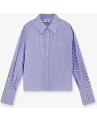 Celine - Cropped Striped Cotton Shirt - Lyst