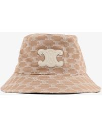 Celine - Cotton Hat With Triomphe Logo All-Over - Lyst
