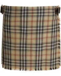 Burberry - Wool "Check" Mini Kilt - Lyst