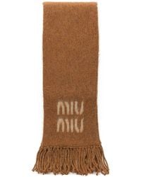 Miu Miu - Merino Wool Scarf With Logo - Lyst